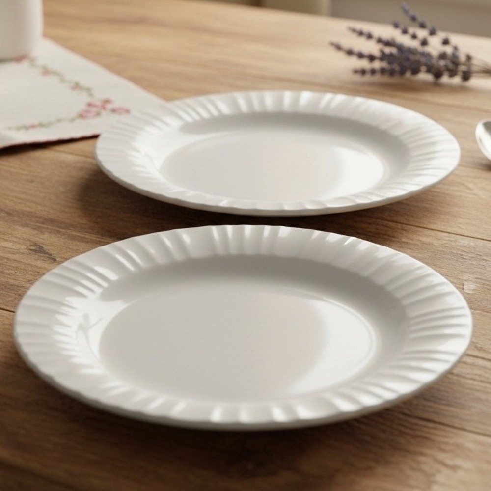 Corning Ware FRENCH WHITE Set Of 2 Salad Plates 8 1/8" Casual China